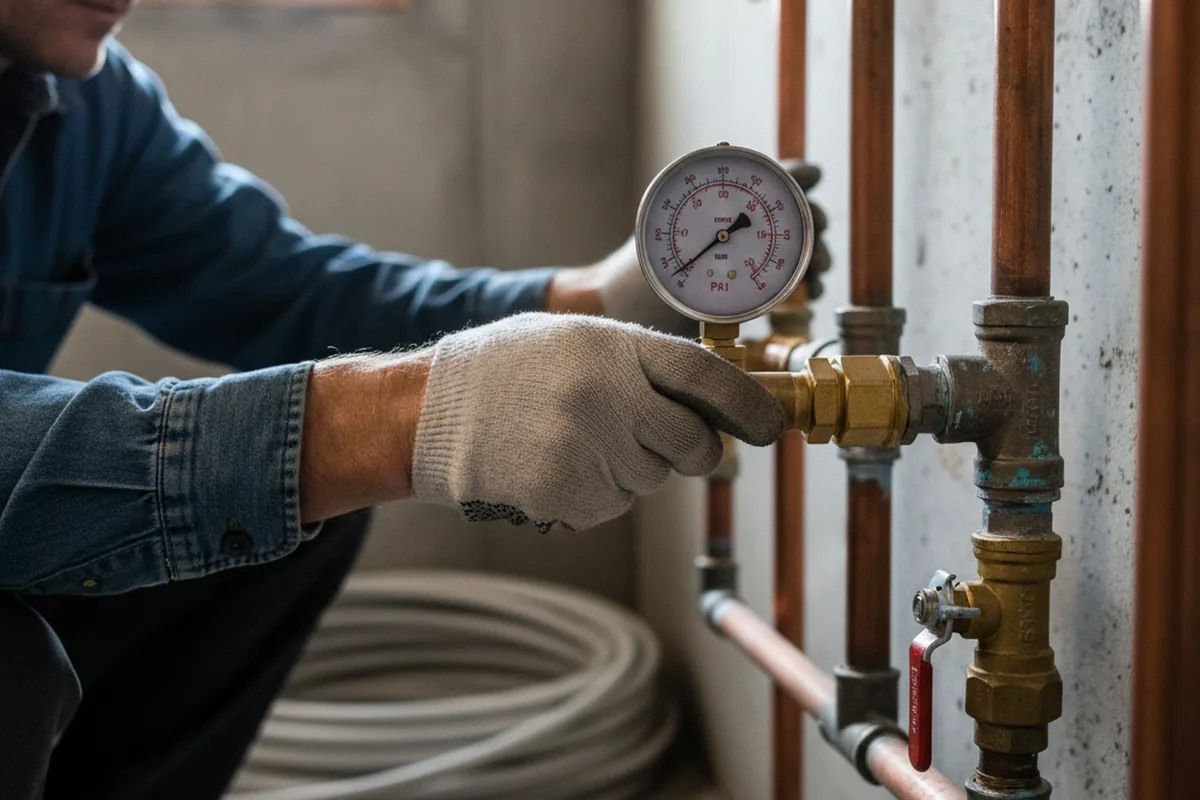 Pressure testing a repaired line during Water Line Repair in Premier